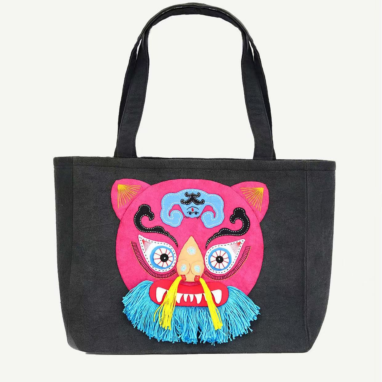 Heavy handmade custom casual tiger head bag